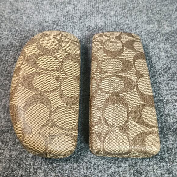 Coach Eyeglass Case Brown Signature Monogram Hard Clamshell 2ct - Picture 6 of 10